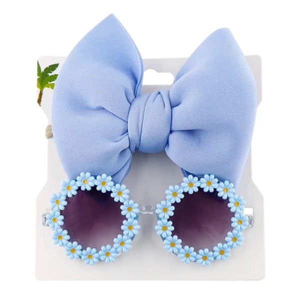 2./ sæt Daisy Flower solglasögon med pannband Sky Blue