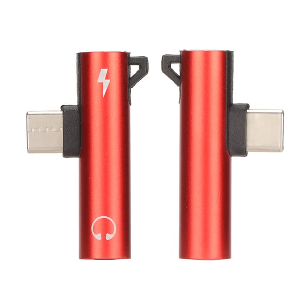 2 STK USB C til 3,5 mm lydstikadapter 2 i 1 opladning lyd ABS til telefon tablet rød