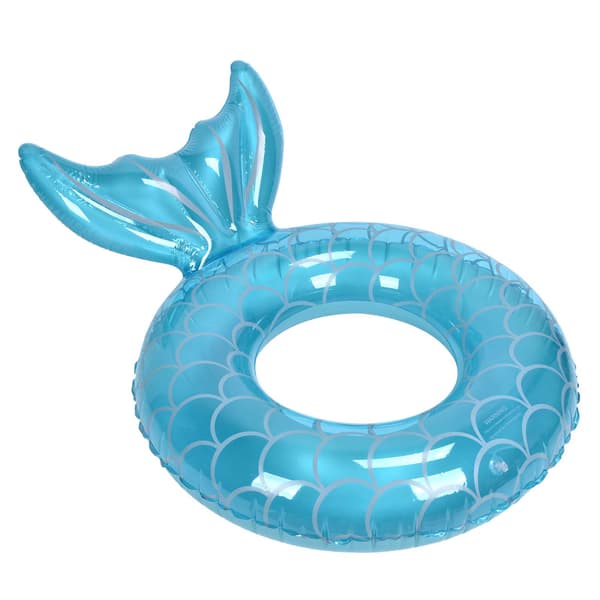 Blå Fishtail Oppustelig Badering Pool Float til Voksen Strandferie
