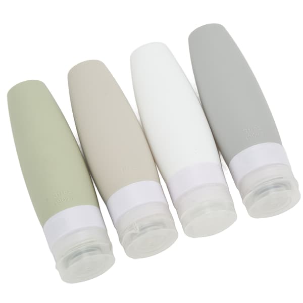 4 st 90 ml Silikon Reseflaskor Stor Öppning Läcksäkra Klämbara Behållare Set 4 Färger