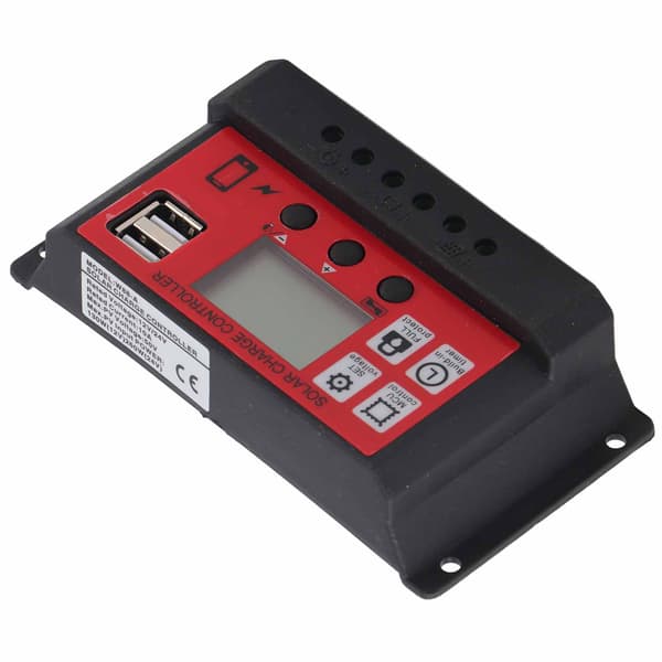 Solar Charge Controller Justerbar Solpanel Batteri Intelligent Regulator med LCD-display 12V 24V10A