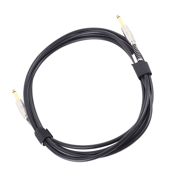 6,35 mm effektkabel støydemping fleksibel ubalansert gitarpatchkabel pedalledning 3 meter svart