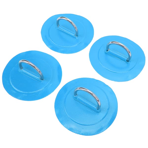 4 stk Oppblåsbar Båt D Ring Patch PVC Slitesterk Marine Rustfritt Stål Fast Spenne Blå