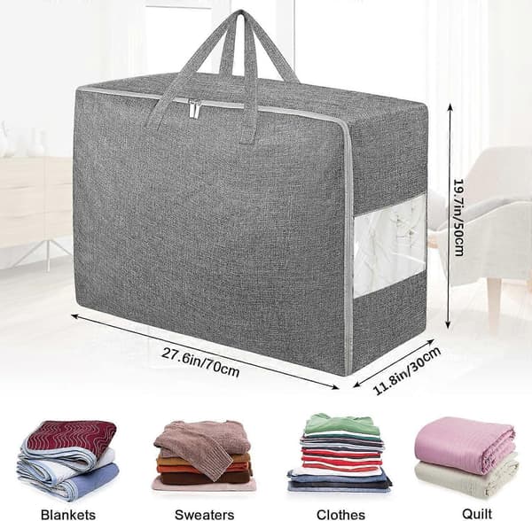 2-pack 105L extra large storage bags, foldable moving blanket for storage