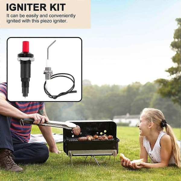 4 delar propan push-typ Piezo tändare kit tråd 30 cm för gasgrill