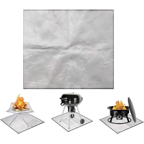 Fire Pit Mat for 100 x 100cm Wood Burning Stove, Heat Insulation Pad for Picnic BBQ Grill, Fiberglass Fire Blanket with