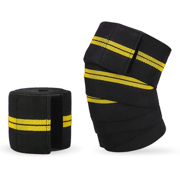Knæomslag - elastisk knæ- og albuestøtte og kompression - til styrkeløft, fitness, træningscenter Yellow
