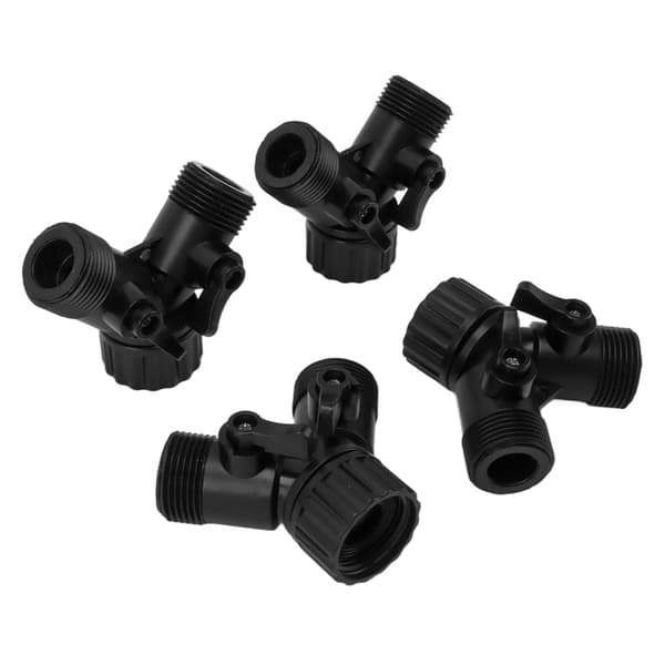 Haveslangehane Y-splitter 2-vejs 2-ventils Connector EU Standard Sort 4 stk