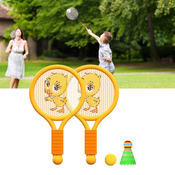 Letvægts Badmintonketsjer Legetøjssæt til Drenge Piger 3 til 7 År Indendørs Udendørs Orange Ælling