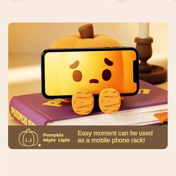 Pumpkin Buddy Lamp, Cute Pumpkin Decor Silicone Rechargeable Night Light