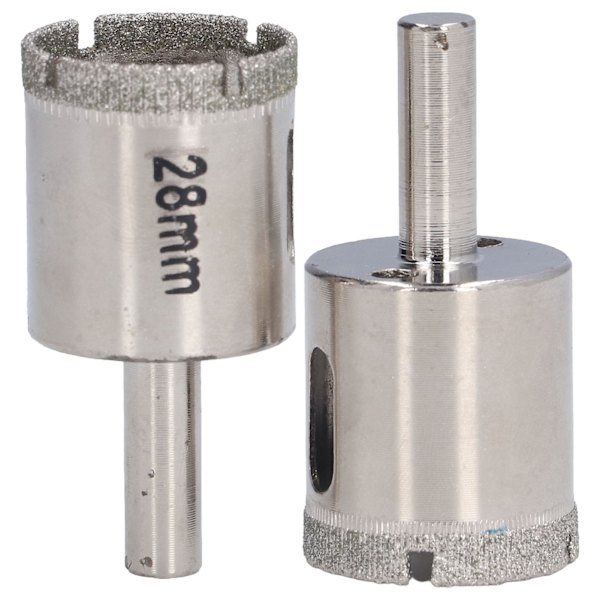 2 stk. 28 mm glashulsav borebit rustfrit stål emery hulåbner til marmor granit keramik