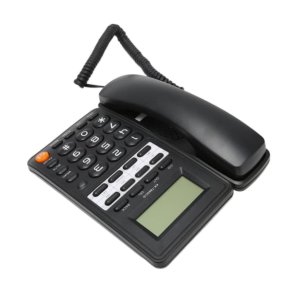 Fastnettelefon med ledning, store knapper, kablet telefon til hjemmekontor, hotel, ældre, sort