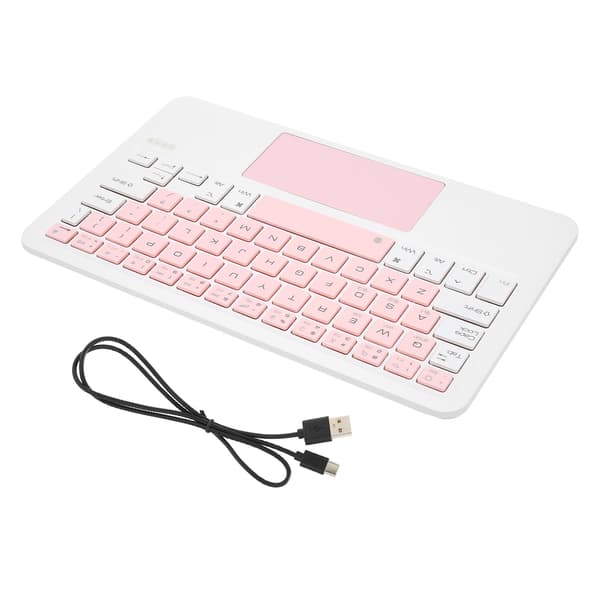 Trådlöst Multi Touch Uppladdningsbart Bärbart Tangentbord för IOS-surfplatta Vit Rosa