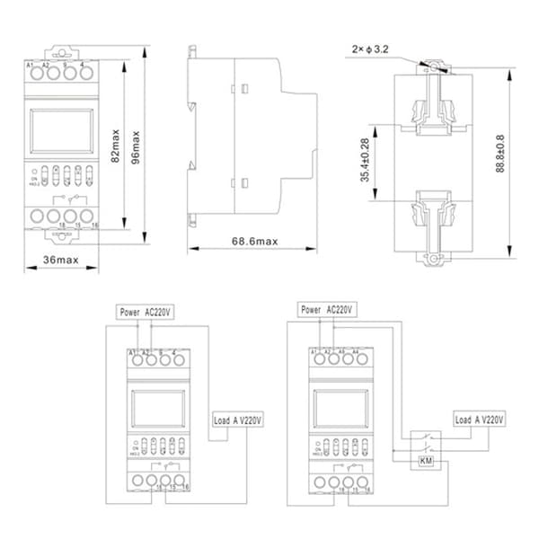 NKG4 Programmerbar Timer Switch Din Skinne Timing Kontrol AC220V 3A