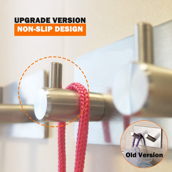 Bathroom Towel Hooks, Self Adhesive Stainless Steel Hooks for Robe, Coat Rack, Towel Rack for Kitchen, Bathroom, Closet,