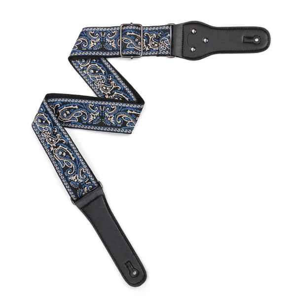 Blågrå broderad gitarrremset Folklig akustisk axelrem Lanyard Gitarrplektrum Halkfritt spännekit