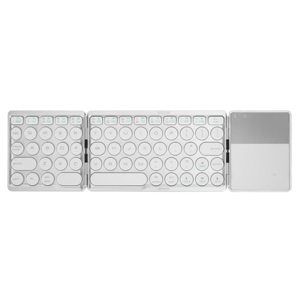 Foldbart Bluetooth Tastatur med Touchpad Universal 140mAh Trådløs 64 Taster Sølv
