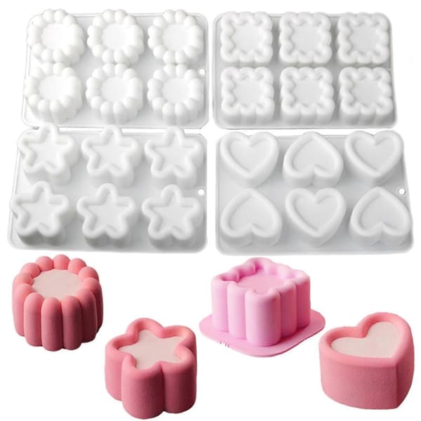 Silikone kageform, firkantede hjerteformer, mousse chokolade desserter form, kageform, muffinform, fleksibel C