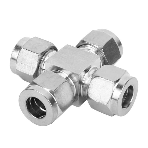 Rustfritt stål 4-veis rørkobling Vannrør mutterkobling adapter 10 mm
