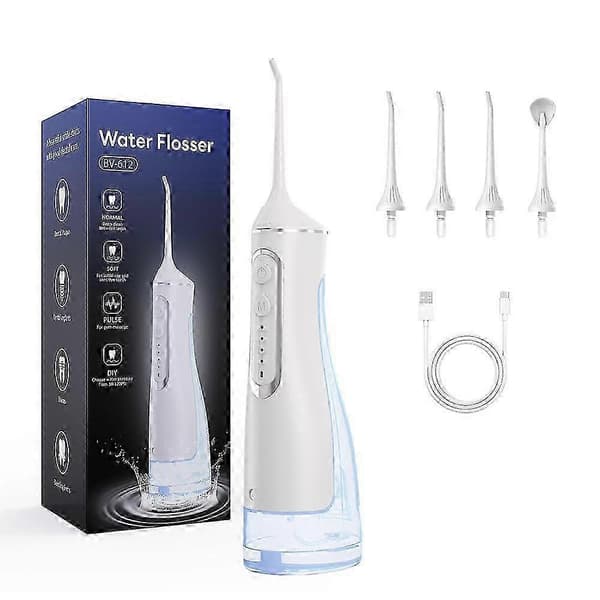 Hydropulse Pro – Kannettava vesihammasharja 4 tilalla suuhuuhtelulaite aikuisille White