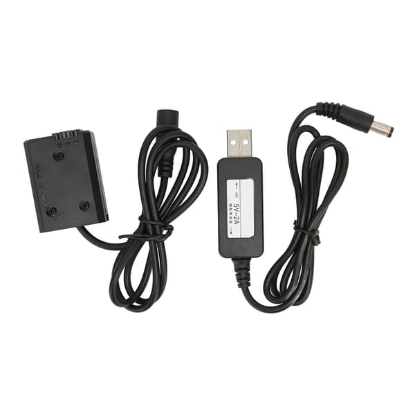 Sony A7 A7R A7S II FW50 DC Kobler Dummy Batteri USB Adapter Kabel Svart Full Dekoding