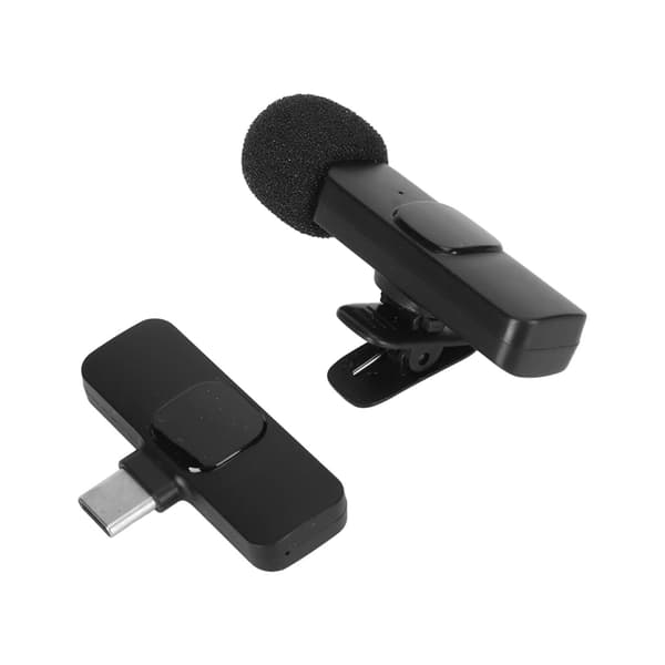 Trådløs Lavalier-mikrofon USB C Støyreduserende Auto Sync Oppladbar Clip On Mic