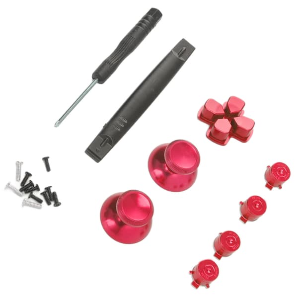 Knapper Erstatningssett Aluminiumlegering Dpad-knapper for PS5-kontrollertilbehør Rød