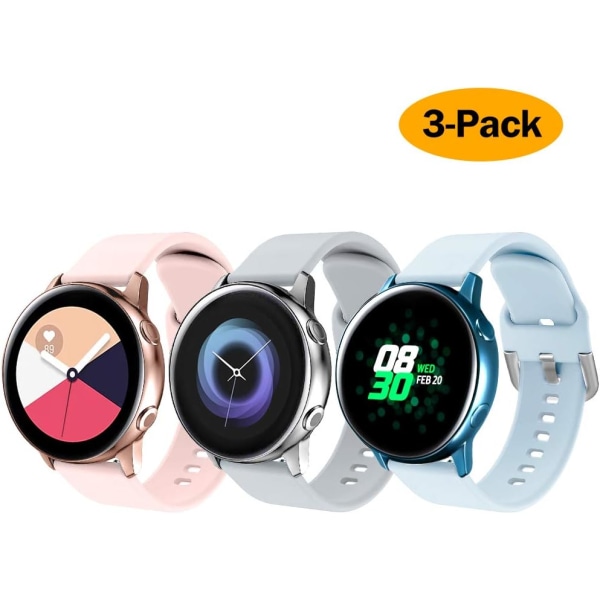 Silikonrem Kompatibel med Samsung Galaxy Watch 3 41mm Rem/Active Strap 40mm/Active Strap 2/Galaxy Watch 42mm Rem, Dam Herr Mjuk Silikon Spo