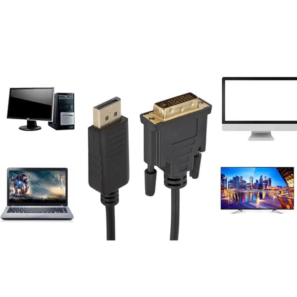 1,8M DisplayPort Han til DVI Han Adapterkabel 1080P DP til DVI Konverter DisplayPort 1.1a Support