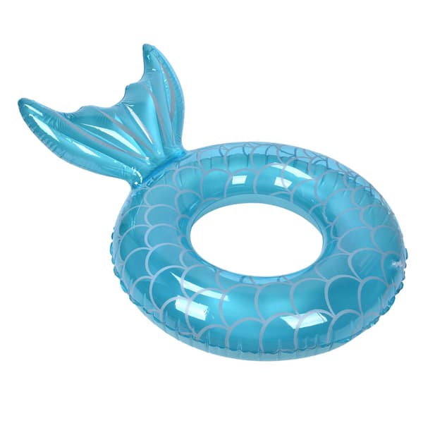 Blå Fishtail Oppustelig Badering Pool Float til Voksen Strandferie