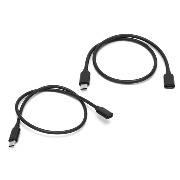 2 STK USB C Han til Hun Forlængerkabel PD Strømstik Forlængerledning 1m 3.3ft Sort