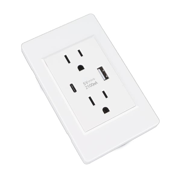 US Stikkontakt Vegguttak USB Type C Multifunksjonell Høy Sikkerhetskontakt 110-220V Hjemmebruk