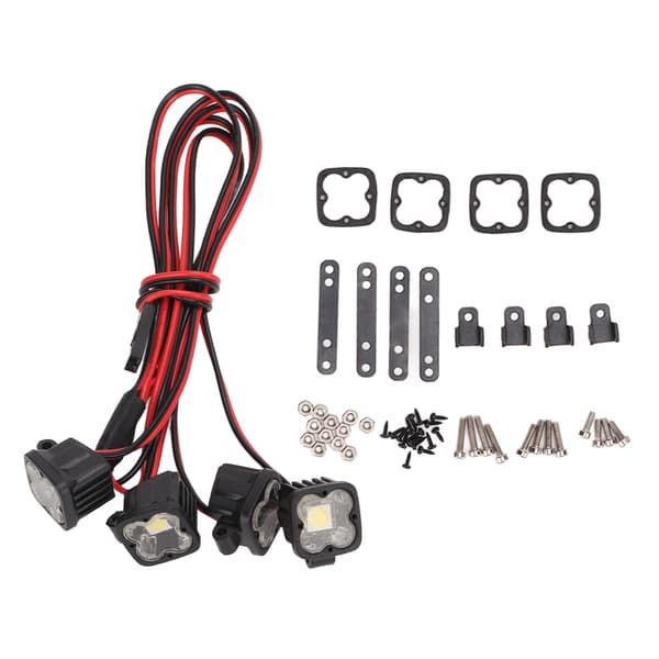 RC Frontlykt Universal 5-7.4V 4LED Hvit Lys Plastskall for 1/10 RC Crawler