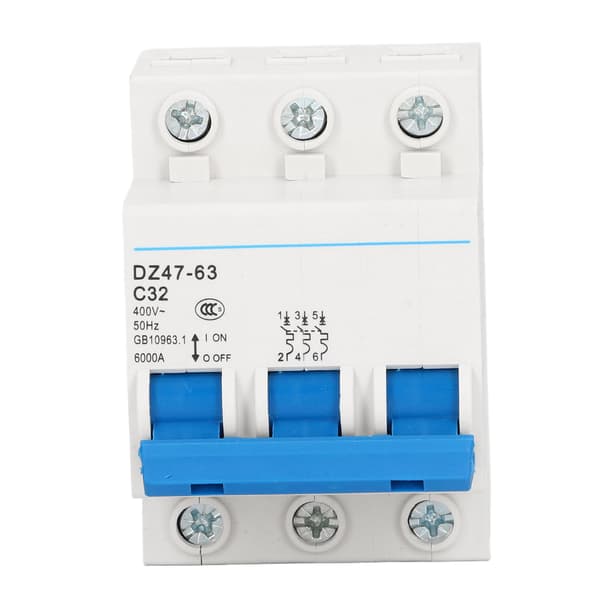 3P effektbryter DIN-skinnemontering effektbrytere 400V 32A bruddkapasitet 6000A