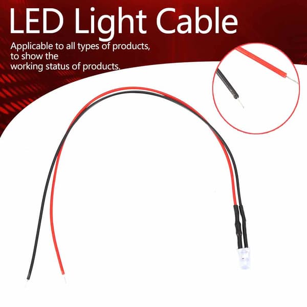 10 stk. 12V 5mm Multicolor LED Diode Lys Kabel 20cm 0.06W Hvid