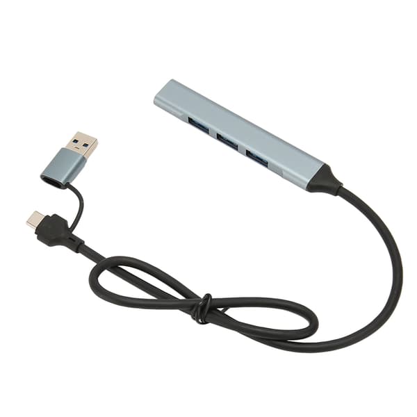 USB C Hub 4 Port 5Gbps Aluminiumlegering Plug Play Space Grey USB 3 0 Dokkingstasjon for Stasjonær PC Laptop
