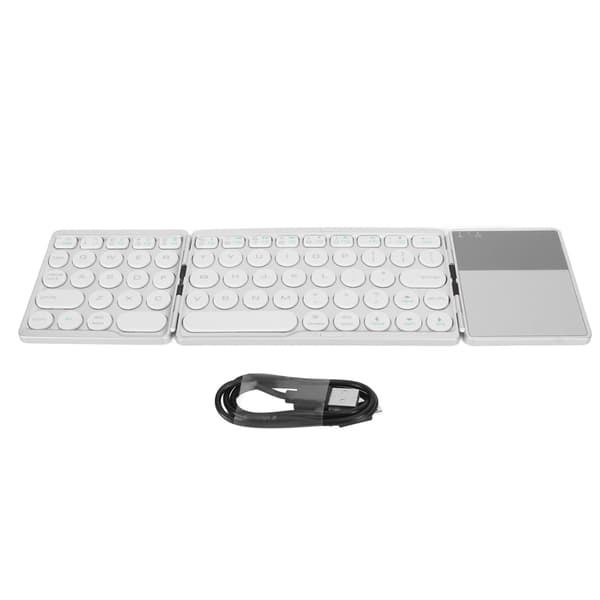 Foldbart Bluetooth Tastatur med Touchpad Universal 140mAh Trådløs 64 Taster Sølv