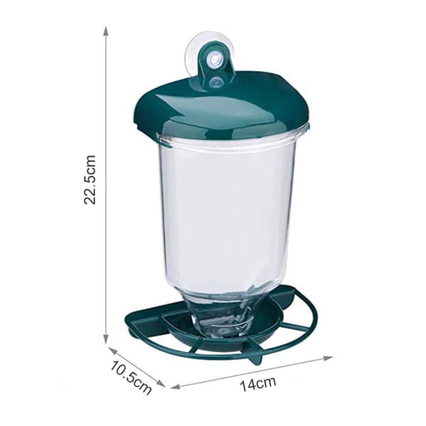 Transparent automatisk fuglefoder med sugekopper