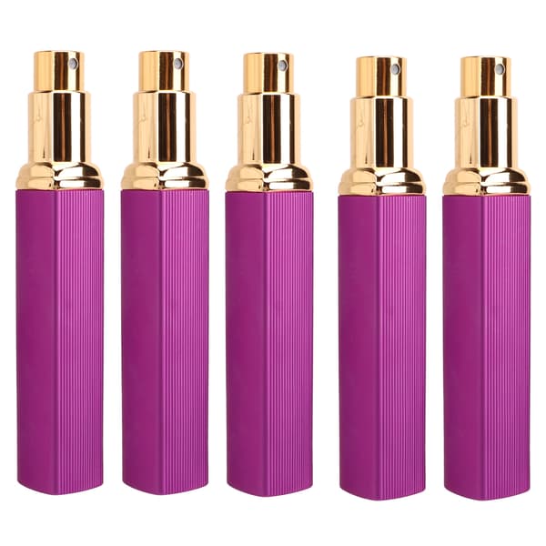 5-pack påfyllningsbar 12 ml aluminium parfymatomizer resesprayflaska lila