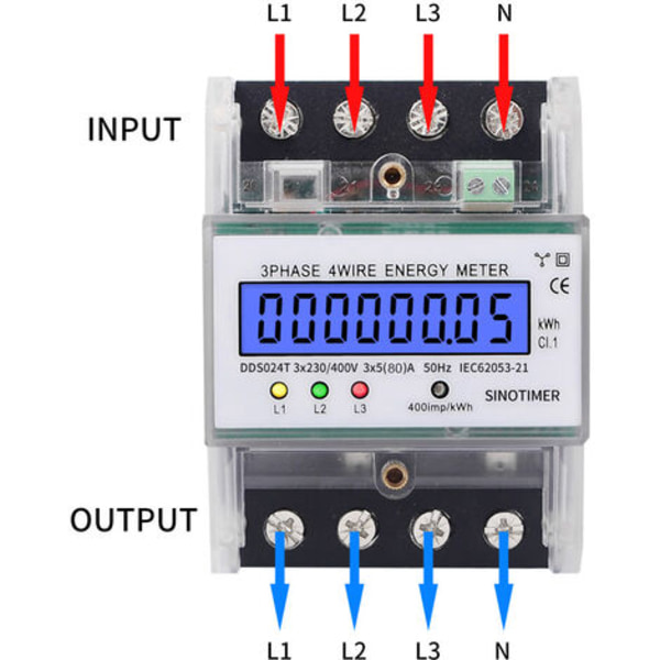 DDS024 5-100A 380V 50Hz enkeltfaset AC amperemeter med LCD-display, gennemsigtig kasse