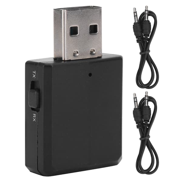Bluetooth 5.0 Audio Receiver Transmitter USB Lydkort 3 i 1 AUX RCA 3.5mm Socket Adapter Sort