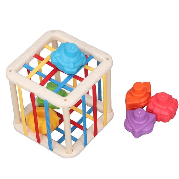 Baby Form Sorter Sæt 6 Farverige Klodser Elastikker Pædagogisk Sensorisk Legetøj