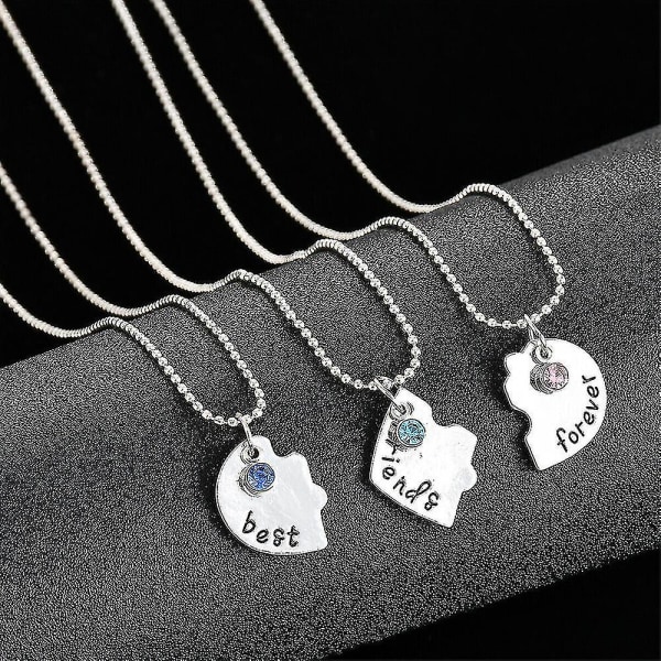 3 kpl Best Friend Love Heart -kaulakorusetti Set naisten metalliseosriipus