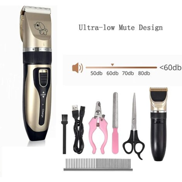 Dog Cat Clipper with Long Thick Hair Professional Quiet Cordless Electric Rechargeable Clipper with Scissors and Comb