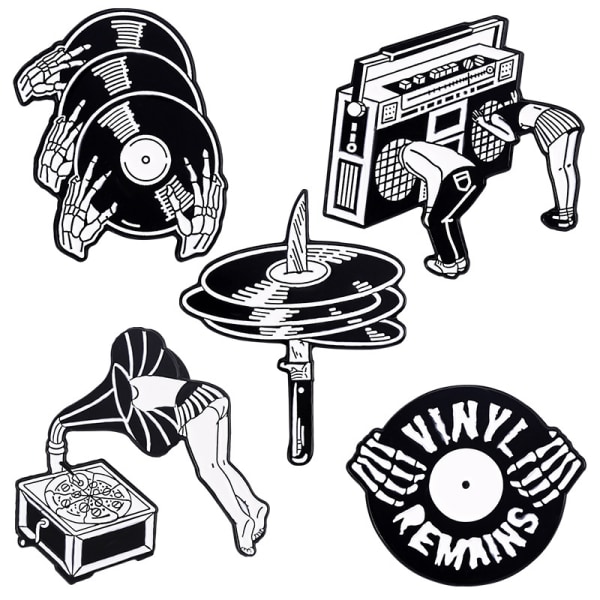 Skräck Punk Musik Emalj Pins Custom Black Dark Vinyl Records A5