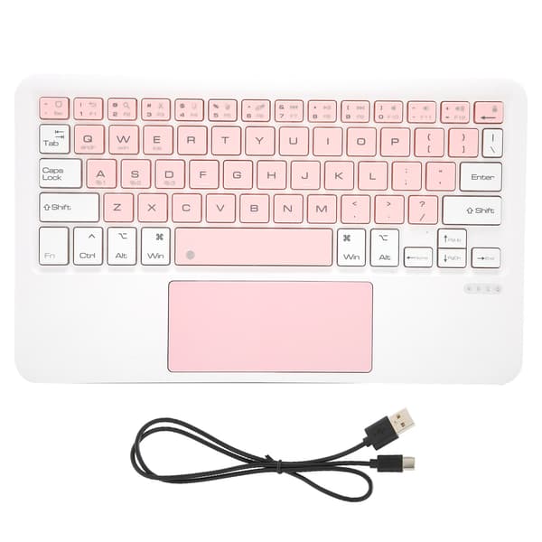 Trådlöst Multi Touch Uppladdningsbart Bärbart Tangentbord för IOS-surfplatta Vit Rosa