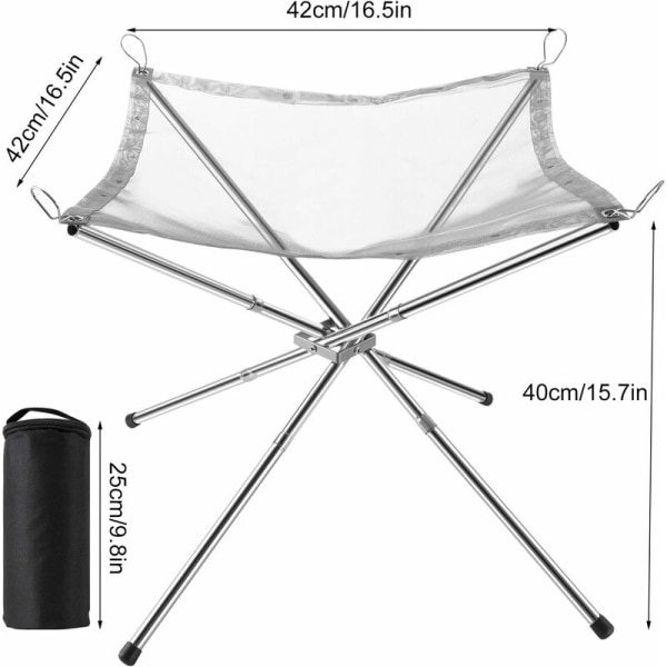 42 * 42 * 34 cm ruostumattomasta teräksestä valmistettu puuhella kannettava nuotioteline 201 telineellä + 304 verkko,