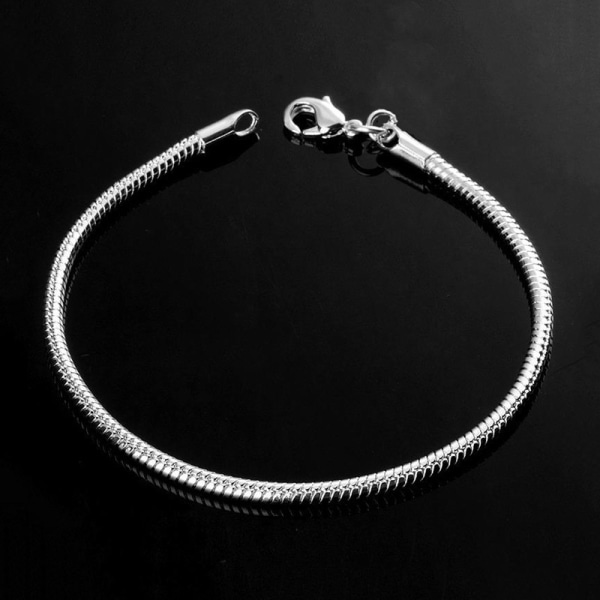 3 mm ormkedjearmband for kvinder män tonårsflickor, berlockarmband, fremstillet i Italien