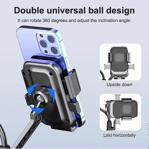 Universal telefonholder 360° rotationsjustering Velegnet til montering på cykel Rear View Mirror