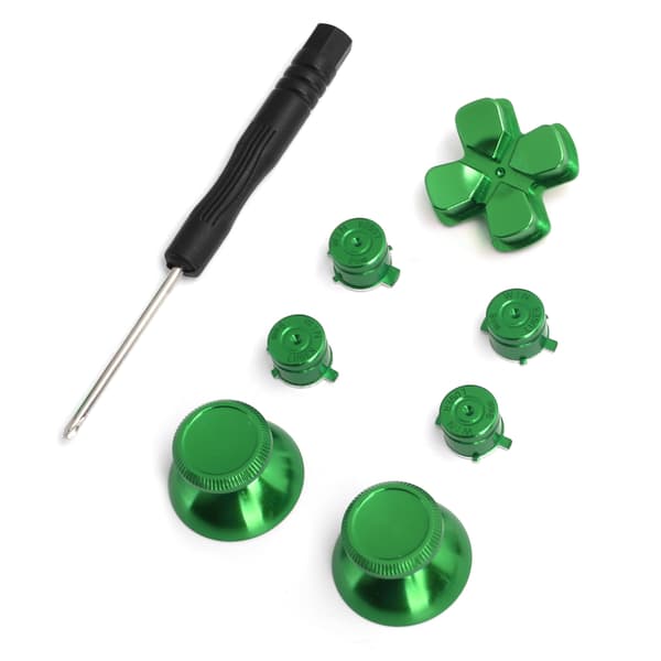 PS4 Spilcontroller Aluminium Legering Knapper Tommelfinger Stick Sæt Reservedele Grøn
